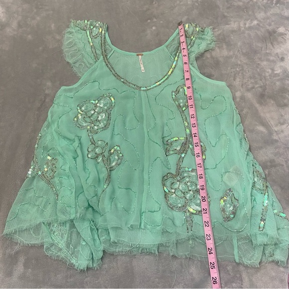 Free People Mint Green Embroidered Top - Picture 6 of 12